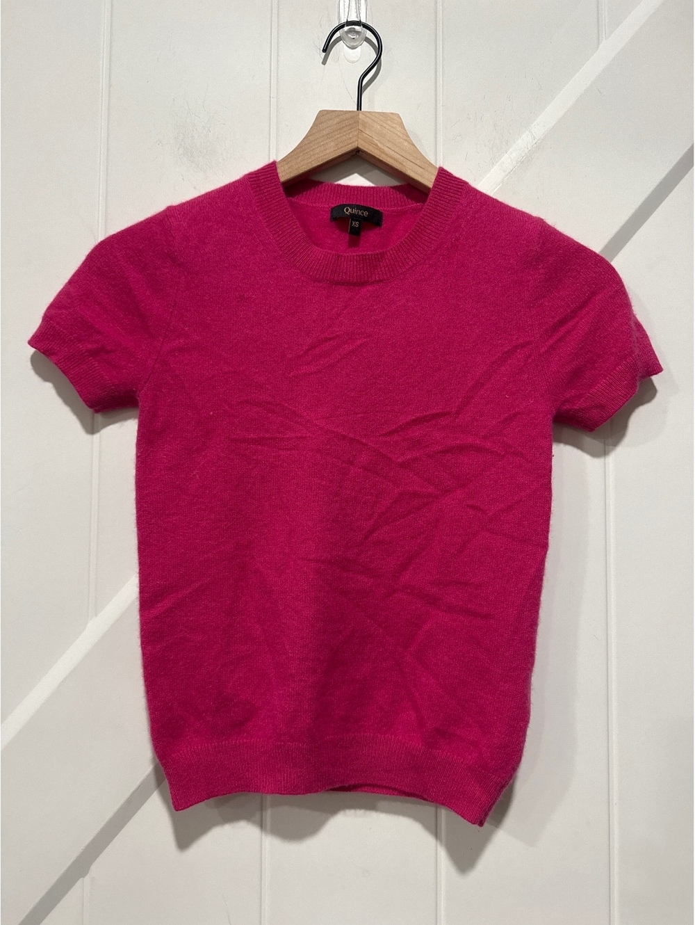 Quince Pink 100% Cashmere Short Sleeve Sweater, XS